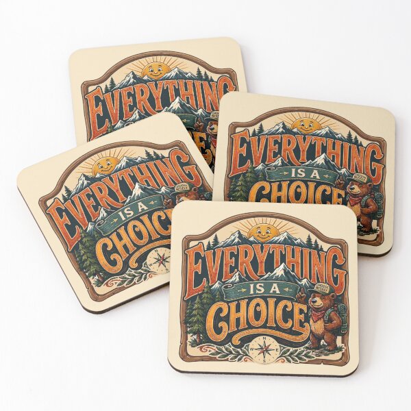 Item preview, Everything Is A Choice – Vintage Hiking Bear Adventure Mountain Typography designed and sold by tareankush.