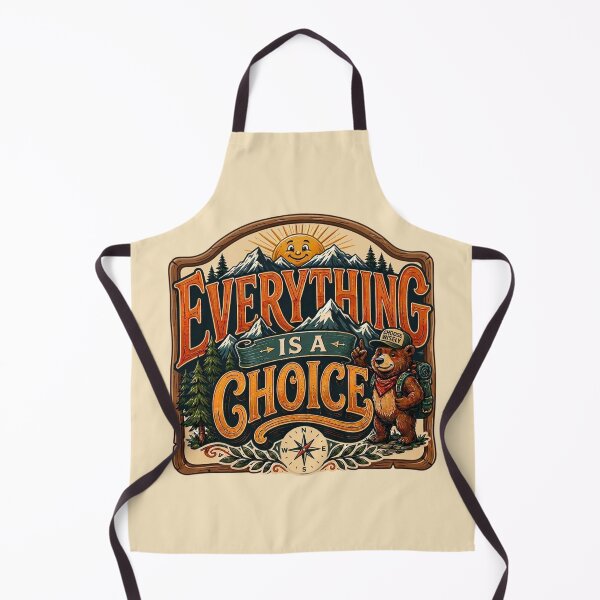 Item preview, Everything Is A Choice – Vintage Hiking Bear Adventure Mountain Typography designed and sold by tareankush.