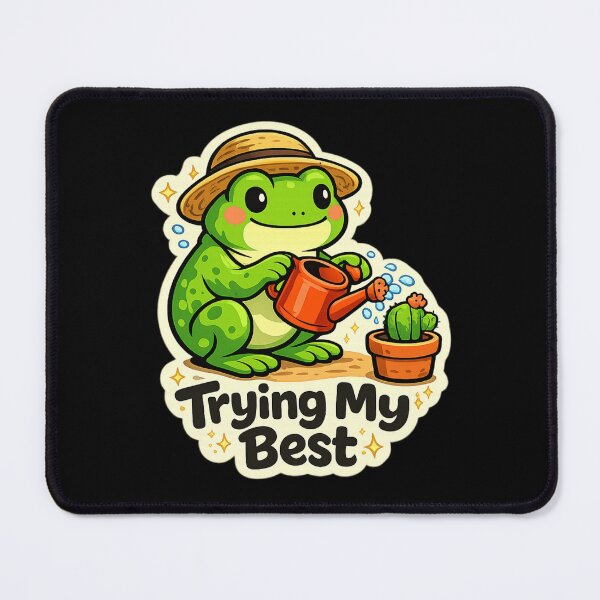 Item preview, Cute Frog Watering a Cactus designed and sold by Happy Chaos Studio.