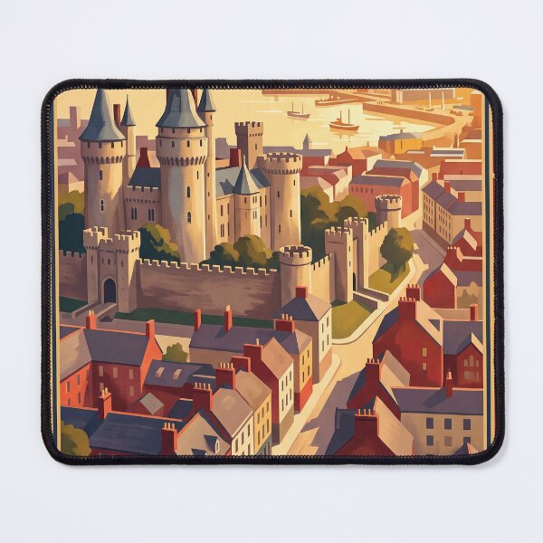 Item preview, Cardiff Wales Vintage Travel Poster – Cardiff Castle & Bay Art designed and sold by Bomax121.