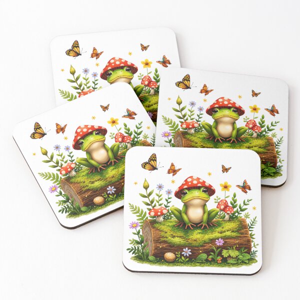 Item preview, Cute Frog with Mushroom Hat | Cottagecore Forest Illustration designed and sold by Wonza22yara.