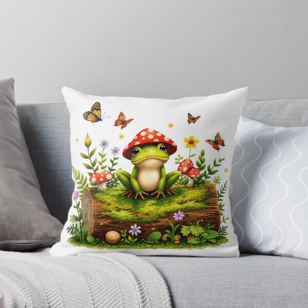 Item preview, Cute Frog with Mushroom Hat | Cottagecore Forest Illustration designed and sold by Wonza22yara.