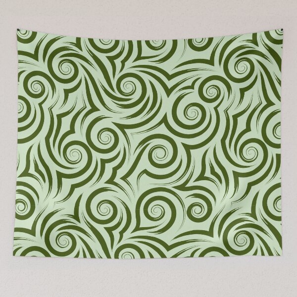 Item preview, ​Olive Green Tribal Swirl Seamless Pattern designed and sold by ​Jyoti Digital Artist.