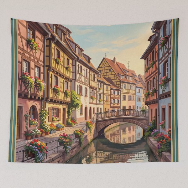 Item preview, Colmar France Vintage Travel Poster – Little Venice Canal & Alsace Village Art designed and sold by Bomax121.