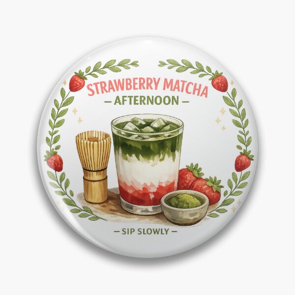 Item preview, Strawberry Matcha Afternoon Café Illustration designed and sold by Doodle Souq.