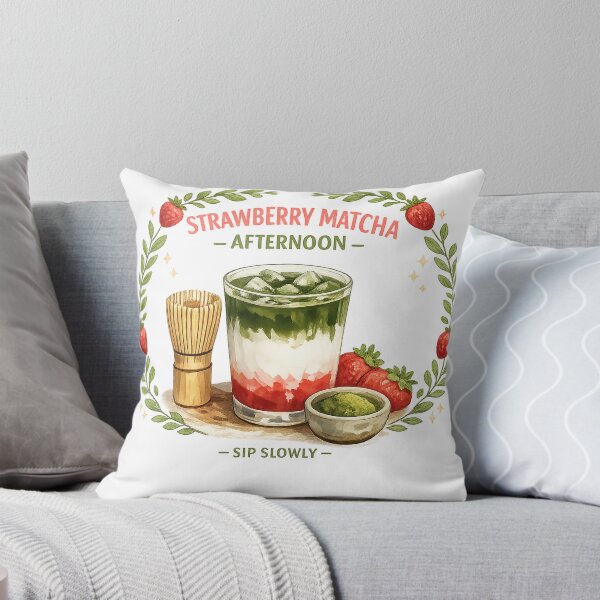Item preview, Strawberry Matcha Afternoon Café Illustration designed and sold by Doodle Souq.