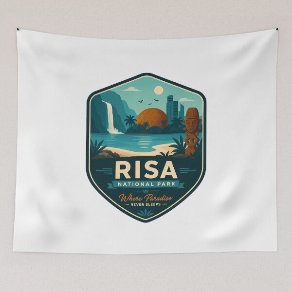 Item preview, Risa Paradise Retro Sci-Fi Travel Nature Landscape designed and sold by FrontierCosmic.