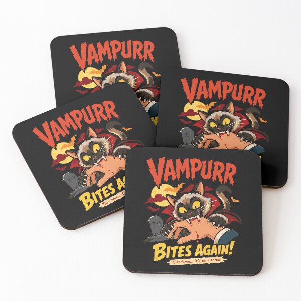 Item preview, Vampurr Bites Again! Funny Cat Halloween Vintage Horror Movie Styled designed and sold by alenaz.