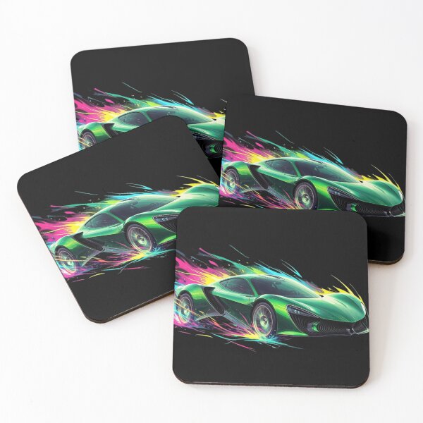 Item preview, Neon Splatter Green Supercar - Organic Abstract Vector Art designed and sold by Nexus Space.