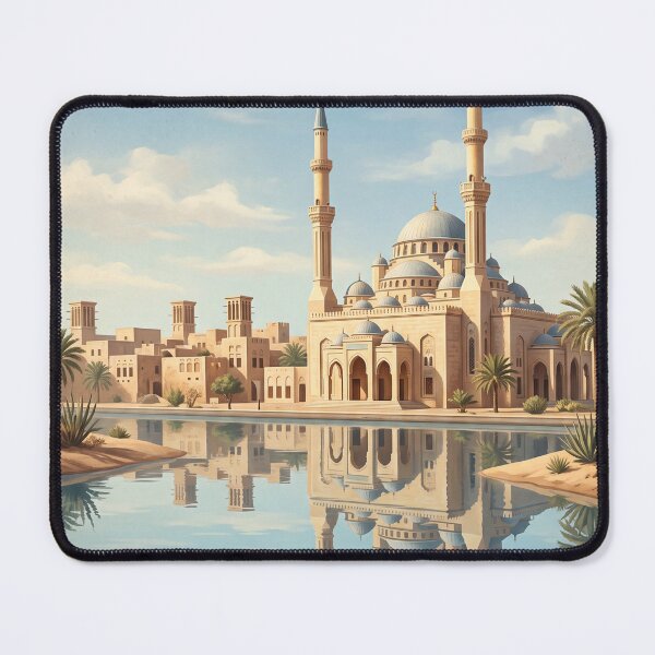 Item preview, Sharjah UAE Vintage Travel Poster – Grand Mosque & Desert Oasis Art designed and sold by Bomax121.