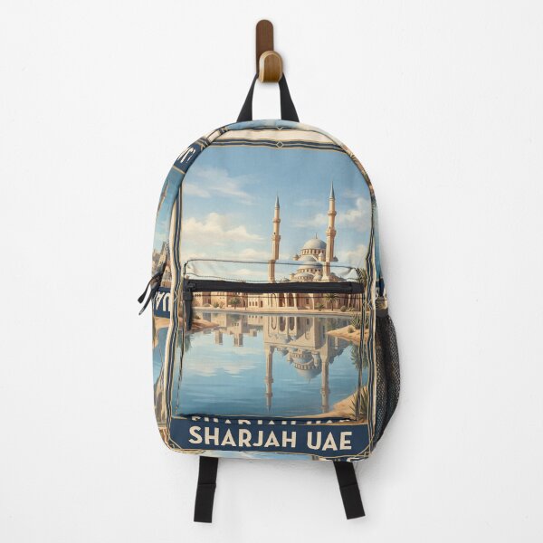 Item preview, Sharjah UAE Vintage Travel Poster – Grand Mosque & Desert Oasis Art designed and sold by Bomax121.