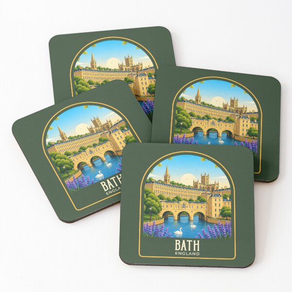 Item preview, Bath Vintage Travel Illustration designed and sold by HomeLivingCo.
