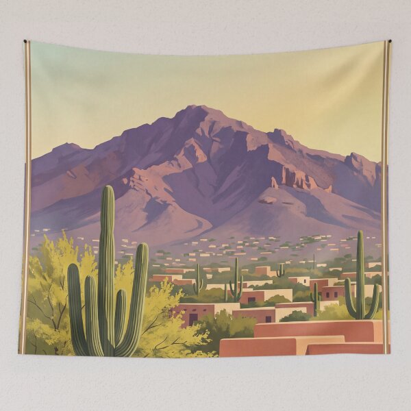 Item preview, Phoenix Arizona Vintage Travel Poster – Camelback Mountain & Sonoran Desert Art designed and sold by Bomax121.