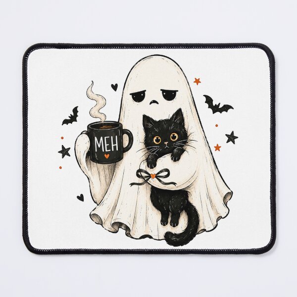 Item preview, Halloween sheet Ghost Black Cat Spooky Vibes gift designed and sold by Amzkao.