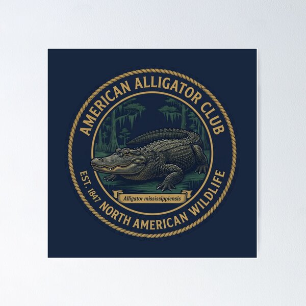 Item preview, American Alligator Club Badge North American Wildlife designed and sold by CalmCapy Co.