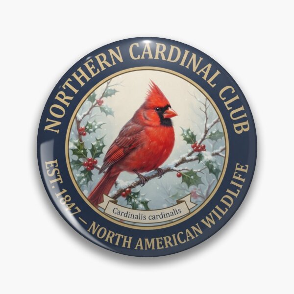 Item preview, Northern Cardinal Club Badge North American Wildlife designed and sold by CalmCapy Co.