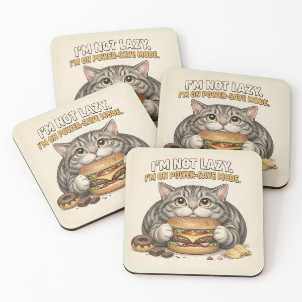 Item preview, Funny Chubby Cat Power Save Mode - I'm Not Lazy Quote designed and sold by SammyMorry.