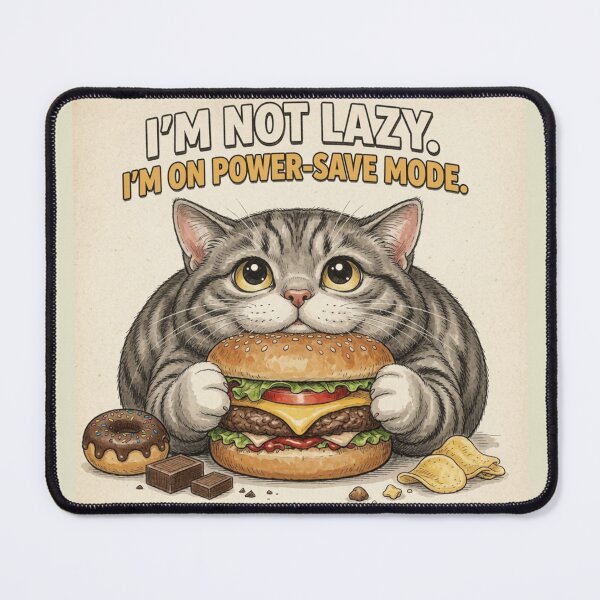 Item preview, Funny Chubby Cat Power Save Mode - I'm Not Lazy Quote designed and sold by SammyMorry.