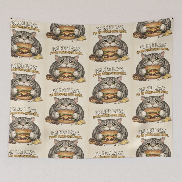 Item preview, Funny Chubby Cat Power Save Mode - I'm Not Lazy Quote designed and sold by SammyMorry.