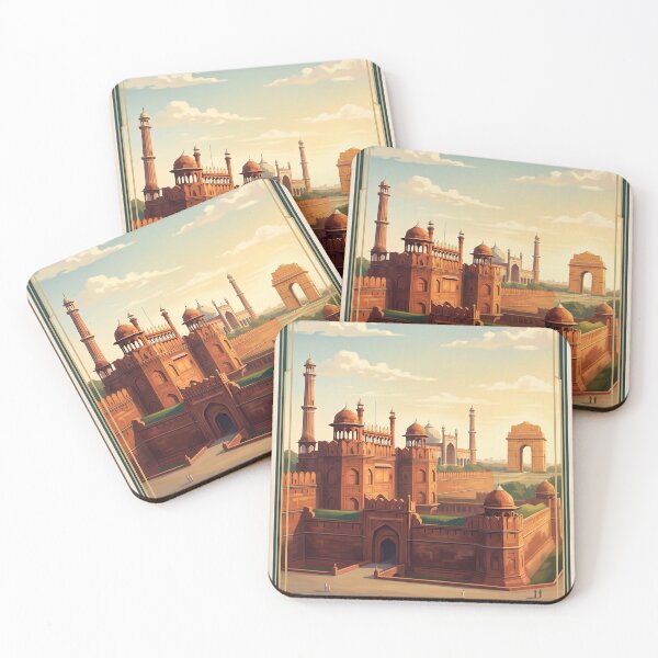 Item preview, Delhi India Vintage Travel Poster – Red Fort, Jama Masjid & India Gate Art designed and sold by Bomax121.