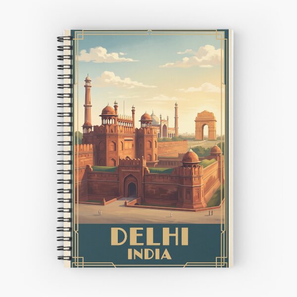 Item preview, Delhi India Vintage Travel Poster – Red Fort, Jama Masjid & India Gate Art designed and sold by Bomax121.