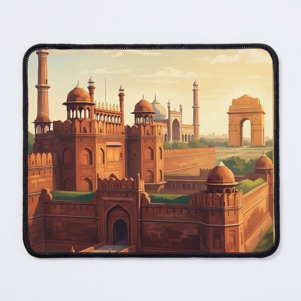 Item preview, Delhi India Vintage Travel Poster – Red Fort, Jama Masjid & India Gate Art designed and sold by Bomax121.