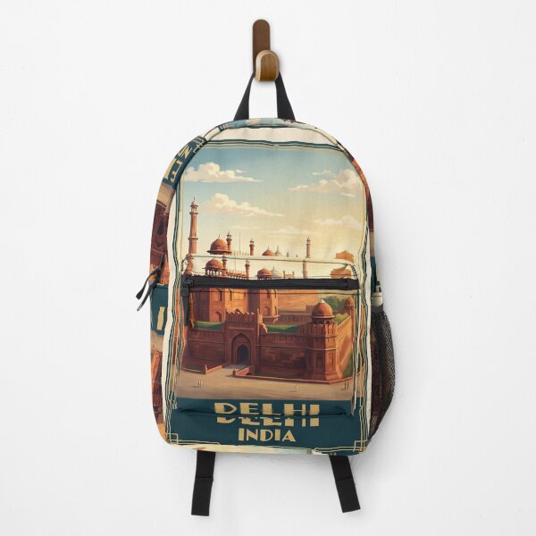 Item preview, Delhi India Vintage Travel Poster – Red Fort, Jama Masjid & India Gate Art designed and sold by Bomax121.