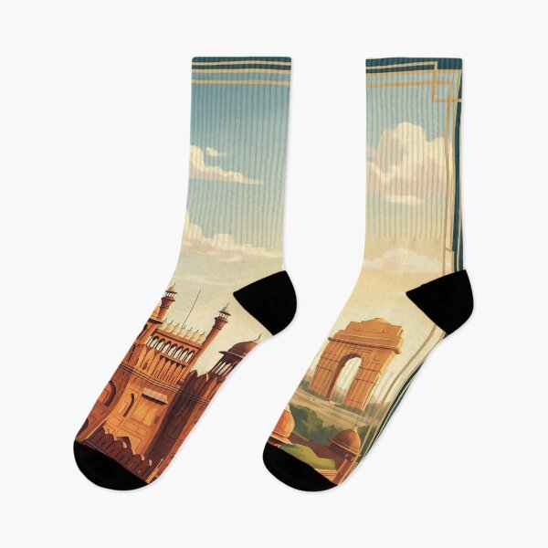 Item preview, Delhi India Vintage Travel Poster – Red Fort, Jama Masjid & India Gate Art designed and sold by Bomax121.