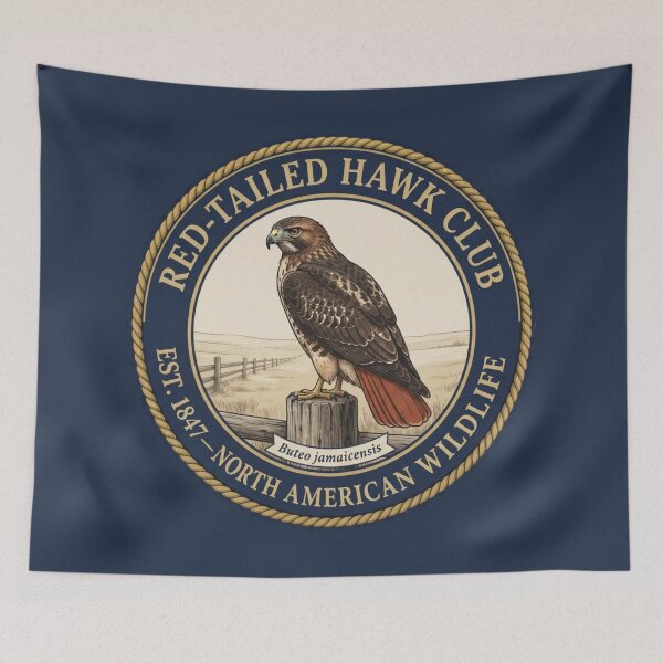 Item preview, Red Tailed Hawk Club Vintage Badge North American Wildlife designed and sold by CalmCapy Co.