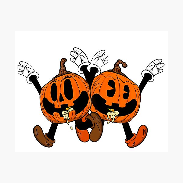 Item preview, Dancing Jack-O'-Lanterns | Vintage Cartoon Halloween Pumpkins | Spooky Cute Illustration designed and sold by Let There Be Art Studio.