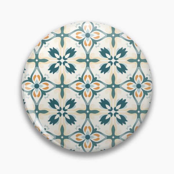 Item preview, Teal & Orange Majolica Diamond Cross Seamless Tile Pattern designed and sold by DigitaICraft.