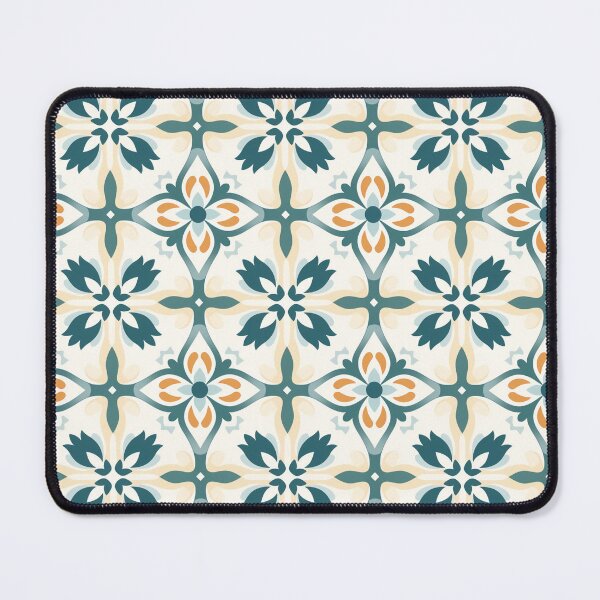 Item preview, Teal & Orange Majolica Diamond Cross Seamless Tile Pattern designed and sold by DigitaICraft.