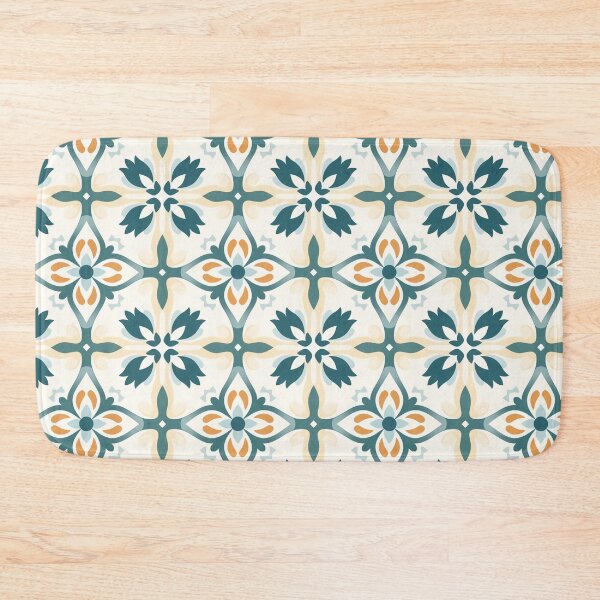 Item preview, Teal & Orange Majolica Diamond Cross Seamless Tile Pattern designed and sold by DigitaICraft.