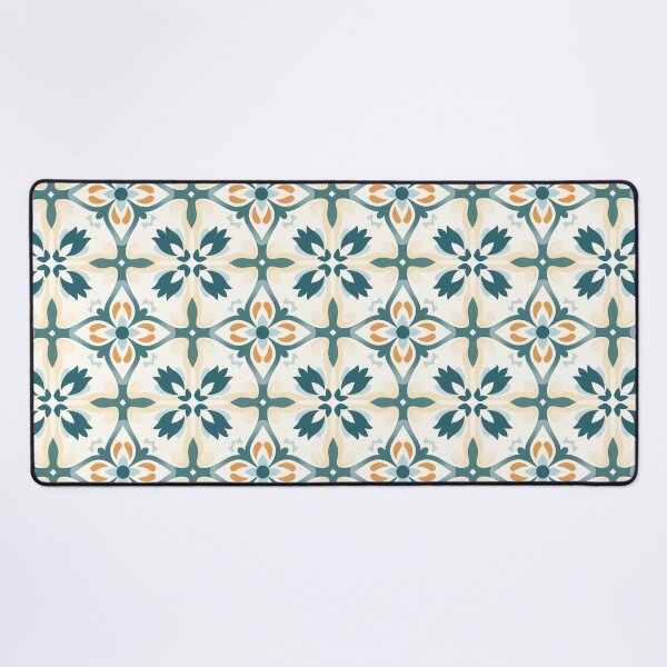 Item preview, Teal & Orange Majolica Diamond Cross Seamless Tile Pattern designed and sold by DigitaICraft.