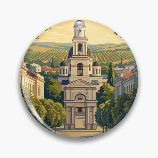 Item preview, Chisinau Moldova Vintage Travel Poster – Nativity Cathedral & Vineyard Art designed and sold by Bomax121.