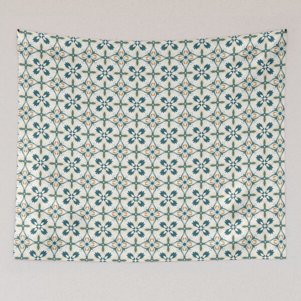 Item preview, Teal & Orange Majolica Diamond Cross Seamless Tile Pattern designed and sold by DigitaICraft.