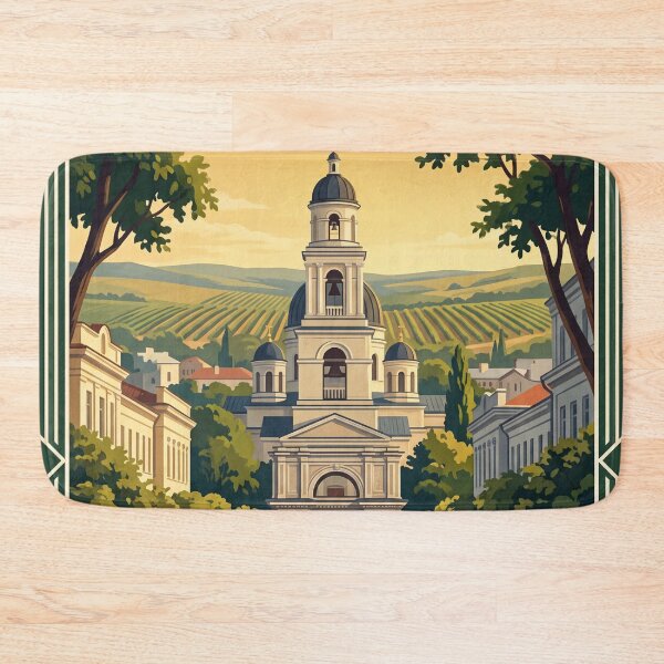 Item preview, Chisinau Moldova Vintage Travel Poster – Nativity Cathedral & Vineyard Art designed and sold by Bomax121.
