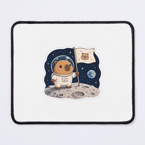 Item preview, Cute Capybara Astronaut on the Moon | Kawaii Space Sticker designed and sold by palette fox.