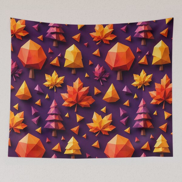 Item preview, Low Poly Geometric Autumn Leaf Pattern designed and sold by Thai Vibe Studio.