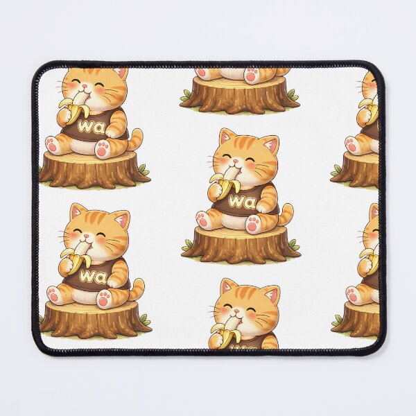 Item preview, Kawaii Orange Cat Eating Banana Cute Cartoon Animal Design designed and sold by Wawa5656.