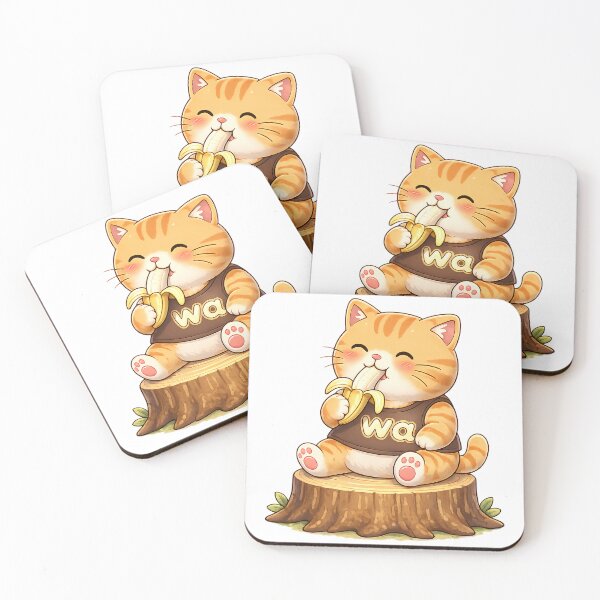 Item preview, Kawaii Orange Cat Eating Banana Cute Cartoon Animal Design designed and sold by Wawa5656.