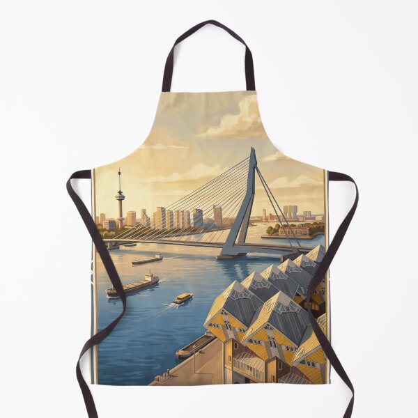 Item preview, Rotterdam Netherlands Vintage Travel Poster – Erasmus Bridge & Cube Houses Art designed and sold by Bomax121.