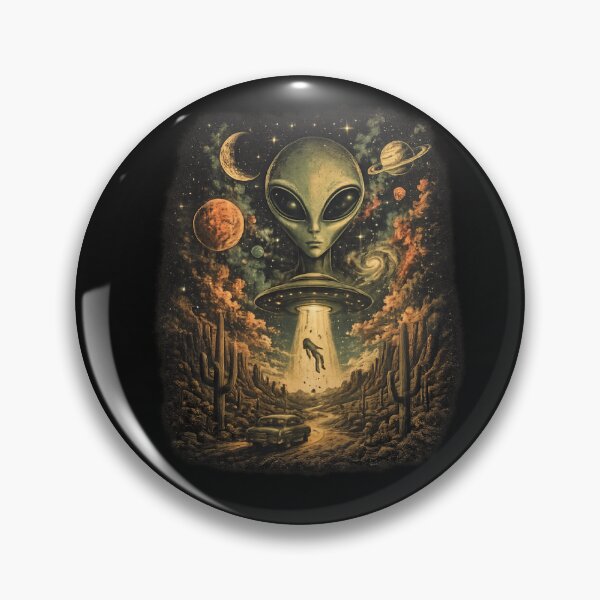Item preview, Retro Alien UFO Abduction in Desert | Vintage Sci-Fi Space Art designed and sold by Gbriel3.