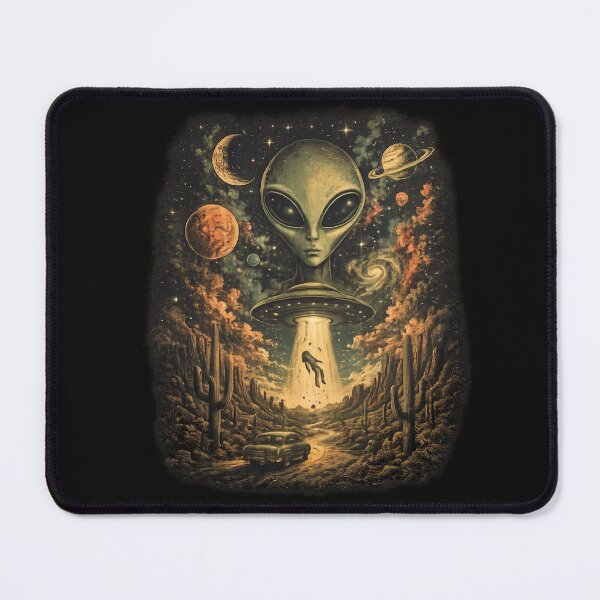 Item preview, Retro Alien UFO Abduction in Desert | Vintage Sci-Fi Space Art designed and sold by Gbriel3.
