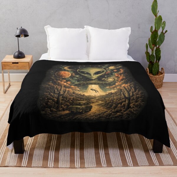Item preview, Retro Alien UFO Abduction in Desert | Vintage Sci-Fi Space Art designed and sold by Gbriel3.