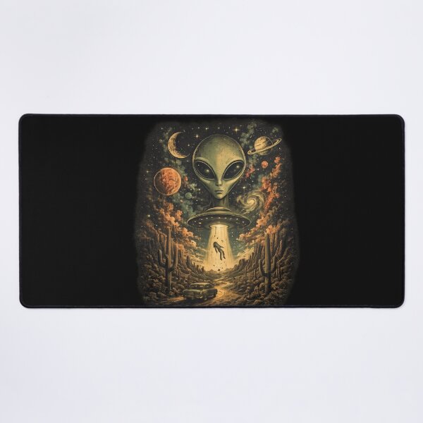 Item preview, Retro Alien UFO Abduction in Desert | Vintage Sci-Fi Space Art designed and sold by Gbriel3.