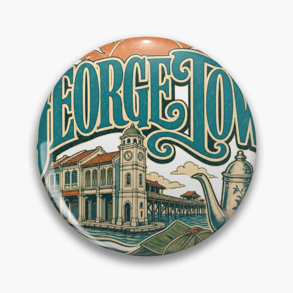 Item preview, George Town Malaysia Vintage Hand Lettered Travel Emblem designed and sold by VisualArtsOasis.
