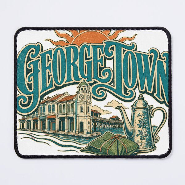 Item preview, George Town Malaysia Vintage Hand Lettered Travel Emblem designed and sold by VisualArtsOasis.