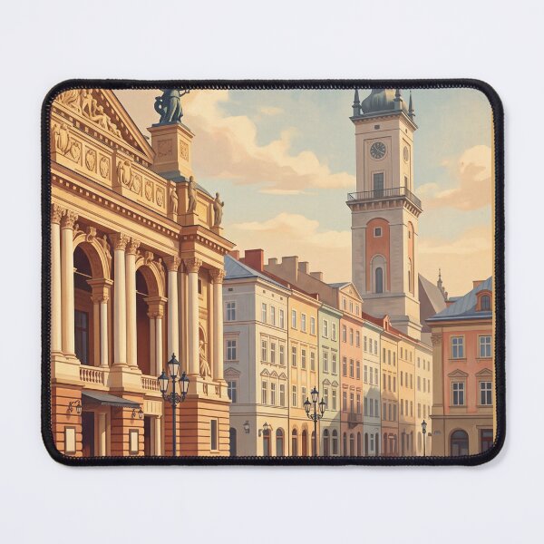 Item preview, Lviv Ukraine Vintage Travel Poster – Opera House, Rynok Square & City Hall Art designed and sold by Bomax121.