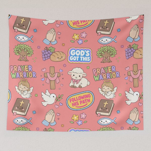 Item preview, Christianity Cute Collage Pastel Seamless Pattern designed and sold by HowToCanadian.